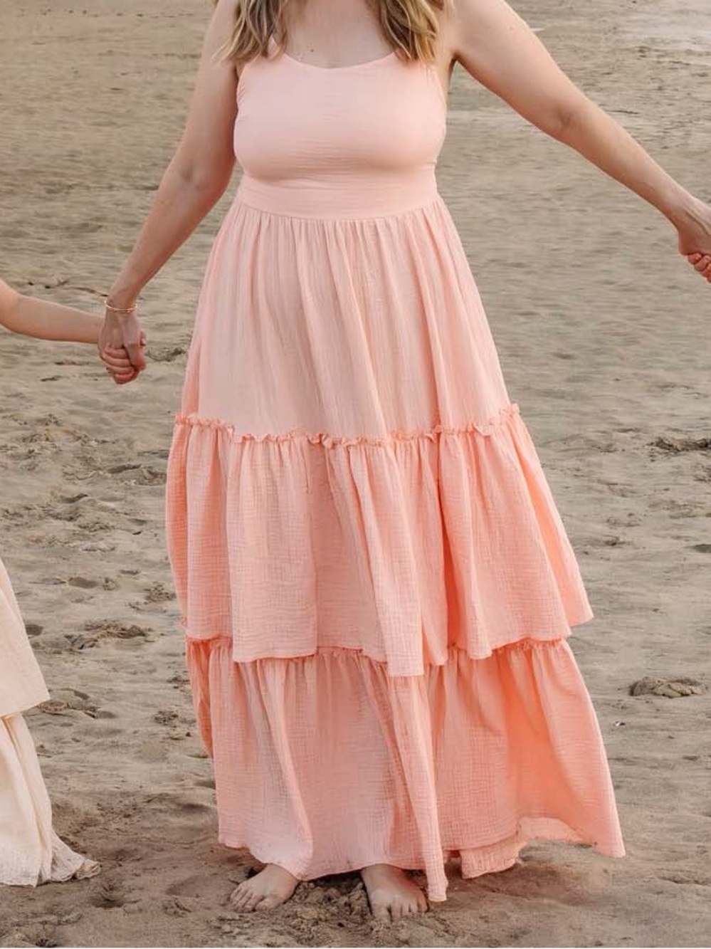 Women's Peach Tiered Maxi Dress - Photoshoot Dress